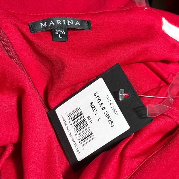 Marina Red One Shoulder Jumpsuit Women’s Size L Nordstrom Formal Wide Leg Belted - Picture 5 of 5